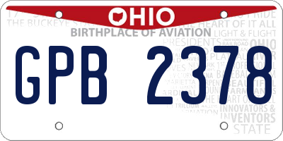 OH license plate GPB2378
