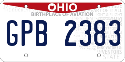 OH license plate GPB2383