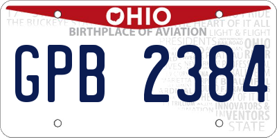 OH license plate GPB2384
