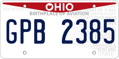 OH license plate GPB2385