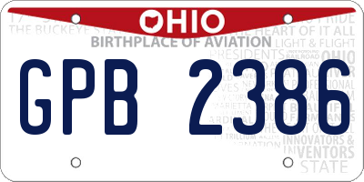 OH license plate GPB2386