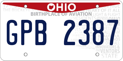 OH license plate GPB2387