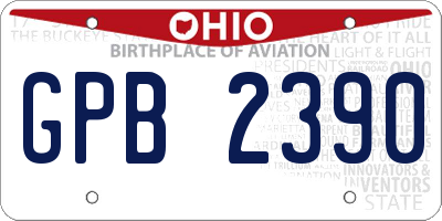 OH license plate GPB2390