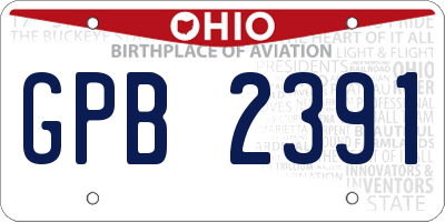 OH license plate GPB2391