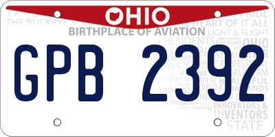 OH license plate GPB2392