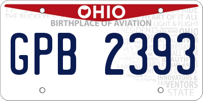 OH license plate GPB2393