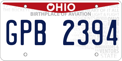 OH license plate GPB2394