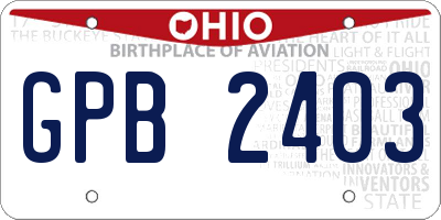 OH license plate GPB2403