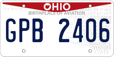 OH license plate GPB2406