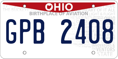OH license plate GPB2408