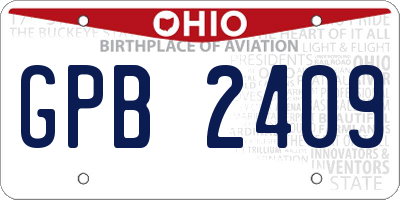 OH license plate GPB2409