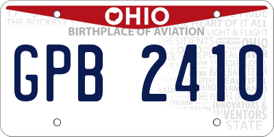 OH license plate GPB2410