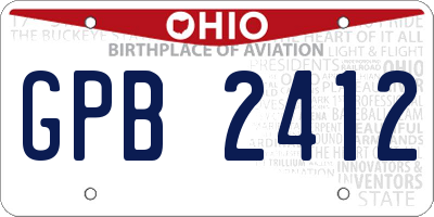 OH license plate GPB2412