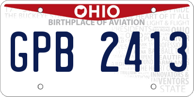 OH license plate GPB2413