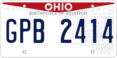 OH license plate GPB2414