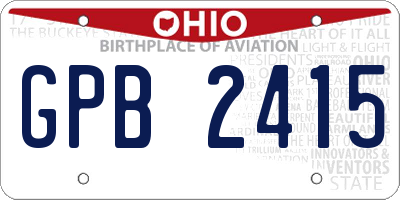 OH license plate GPB2415