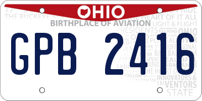 OH license plate GPB2416