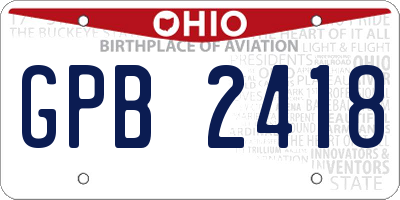 OH license plate GPB2418