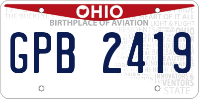 OH license plate GPB2419