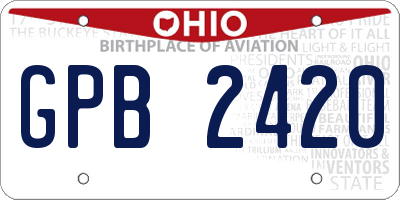 OH license plate GPB2420