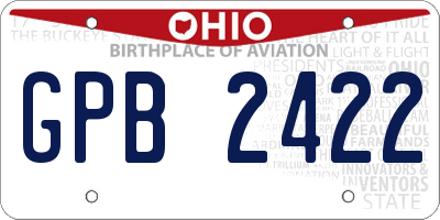 OH license plate GPB2422