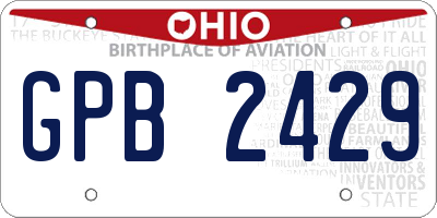 OH license plate GPB2429