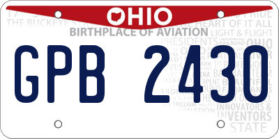 OH license plate GPB2430