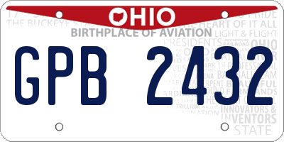 OH license plate GPB2432