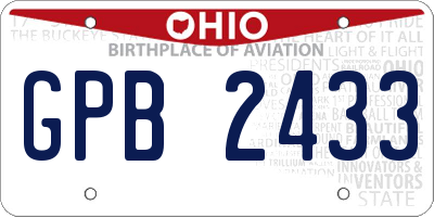 OH license plate GPB2433
