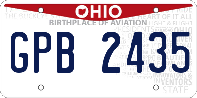 OH license plate GPB2435
