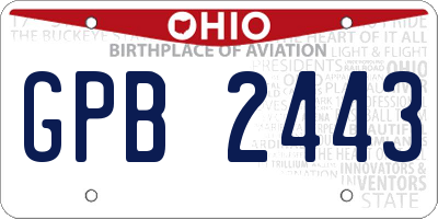 OH license plate GPB2443