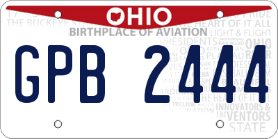OH license plate GPB2444