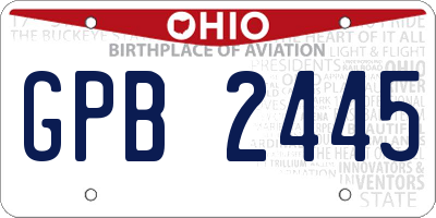 OH license plate GPB2445