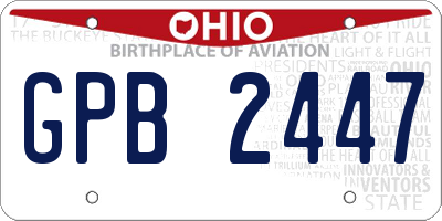 OH license plate GPB2447