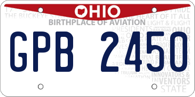 OH license plate GPB2450
