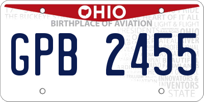 OH license plate GPB2455