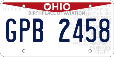 OH license plate GPB2458
