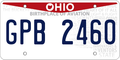 OH license plate GPB2460