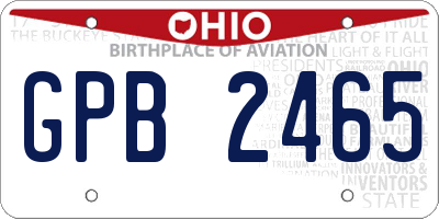 OH license plate GPB2465