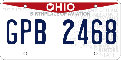 OH license plate GPB2468