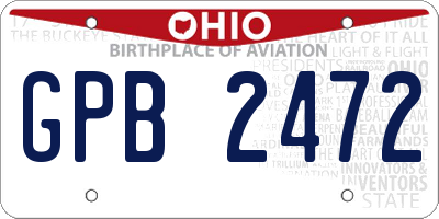 OH license plate GPB2472