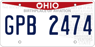 OH license plate GPB2474