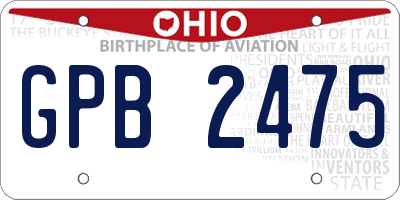 OH license plate GPB2475