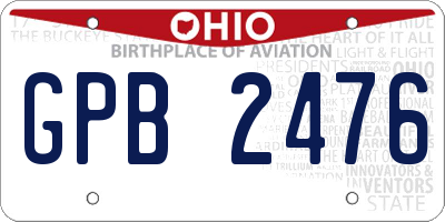 OH license plate GPB2476