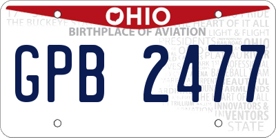 OH license plate GPB2477