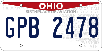 OH license plate GPB2478