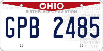 OH license plate GPB2485