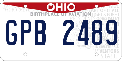 OH license plate GPB2489