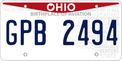 OH license plate GPB2494
