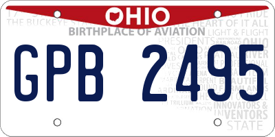 OH license plate GPB2495